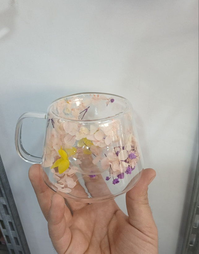 ماگ دو جداره گل دار عمده (بالای 12 عدد ) کدom369
