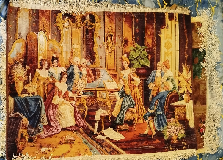 فرش دستباف طرح مهمانی و ترانه خوان کد n112